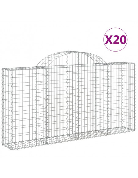 Cesti Gabbioni ad Arco 20 pz 200x30x100/120 cm Ferro Zincato