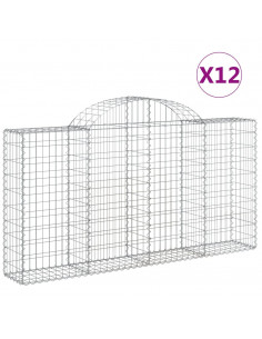 Cesti Gabbioni ad Arco 12 pz 200x30x100/120 cm Ferro Zincato 2