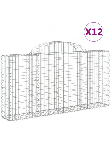 Cesti Gabbioni ad Arco 12 pz 200x30x100/120 cm Ferro Zincato