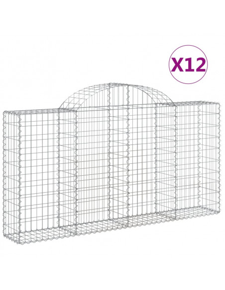 Cesti Gabbioni ad Arco 12 pz 200x30x100/120 cm Ferro Zincato