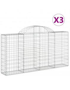Cesti Gabbioni ad Arco 3 pz 200x30x100/120 cm Ferro Zincato 2