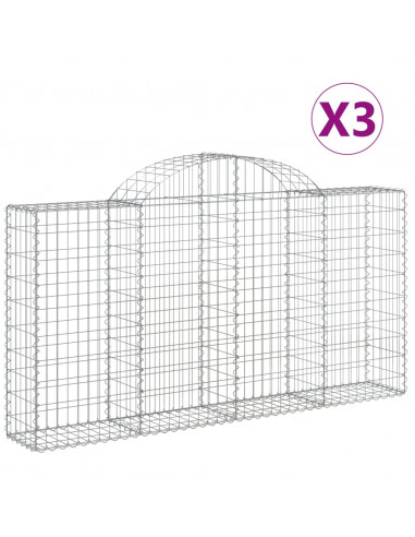 Cesti Gabbioni ad Arco 3 pz 200x30x100/120 cm Ferro Zincato