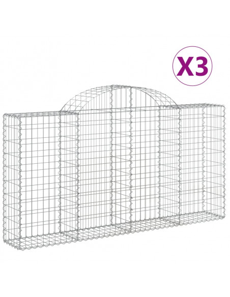 Cesti Gabbioni ad Arco 3 pz 200x30x100/120 cm Ferro Zincato