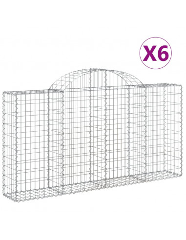 Cesti Gabbioni ad Arco 6 pz 200x30x100/120 cm Ferro Zincato