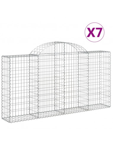 Cesti Gabbioni ad Arco 7 pz 200x30x100/120 cm Ferro Zincato
