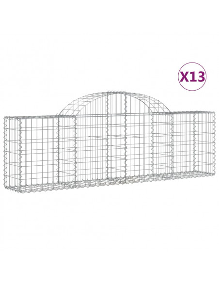 Cesti Gabbioni ad Arco 13 pz 200x30x60/80 cm Ferro Zincato