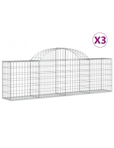 Cesti Gabbioni ad Arco 3 pz 200x30x60/80 cm Ferro Zincato