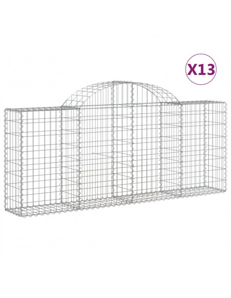 Cesti Gabbioni ad Arco 13 pz 200x30x80/100 cm Ferro Zincato