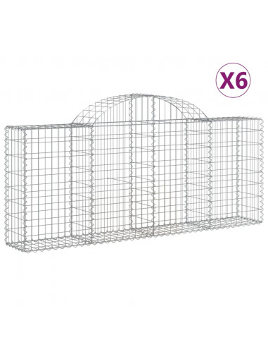 Cesti Gabbioni ad Arco 6 pz 200x30x80/100 cm Ferro Zincato