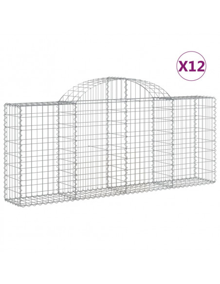 Cesti Gabbioni ad Arco 12 pz 200x30x80/100 cm Ferro Zincato