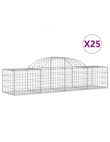 Cesti Gabbioni ad Arco 25 pz 200x50x40/60 cm Ferro Zincato