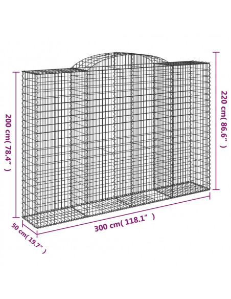 Cesto Gabbione ad Arco 300x50x200/220 cm Ferro Zincato