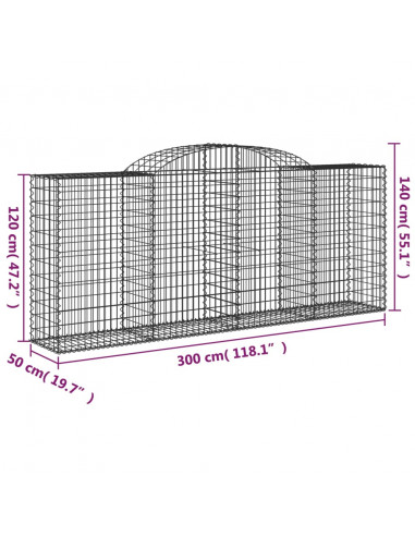 Cesto Gabbione ad Arco 300x50x120/140 cm Ferro Zincato