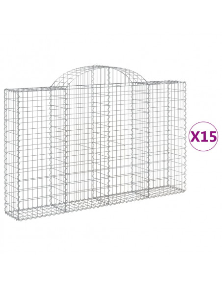 Cesti Gabbioni ad Arco 15 pz 200x30x120/140 cm Ferro Zincato