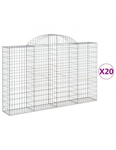Cesti Gabbioni ad Arco 20 pz 200x30x120/140 cm Ferro Zincato