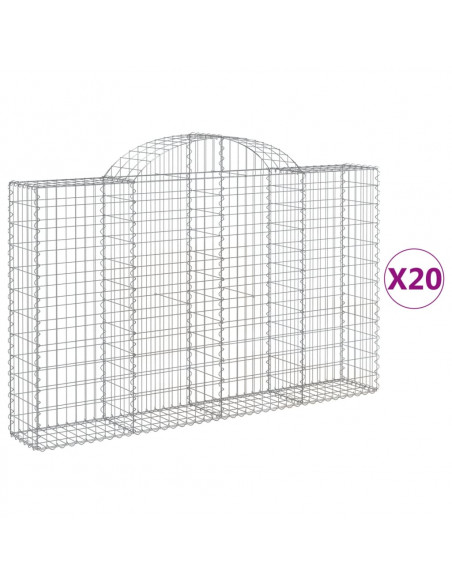 Cesti Gabbioni ad Arco 20 pz 200x30x120/140 cm Ferro Zincato