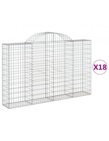 Cesti Gabbioni ad Arco 18 pz 200x30x120/140 cm Ferro Zincato