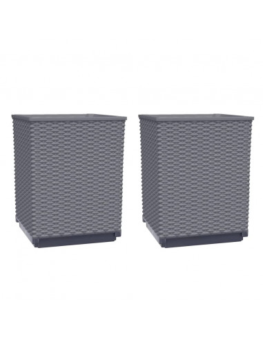 Fioriere 2 pz Grigio Scuro 30x30x37 cm in Polipropilene