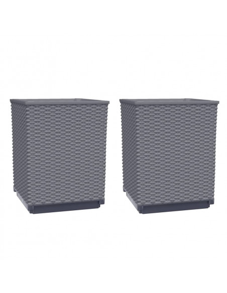Fioriere 2 pz Grigio Scuro 30x30x37 cm in Polipropilene