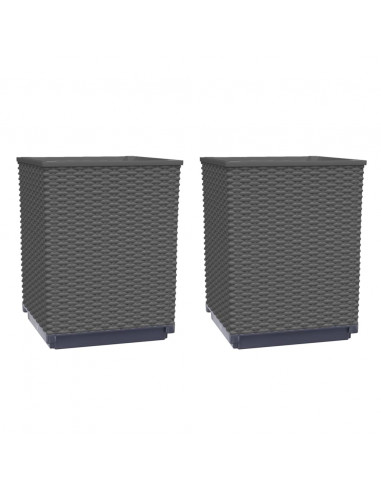 Fioriere 2 pz Nere 30x30x37 cm in Polipropilene