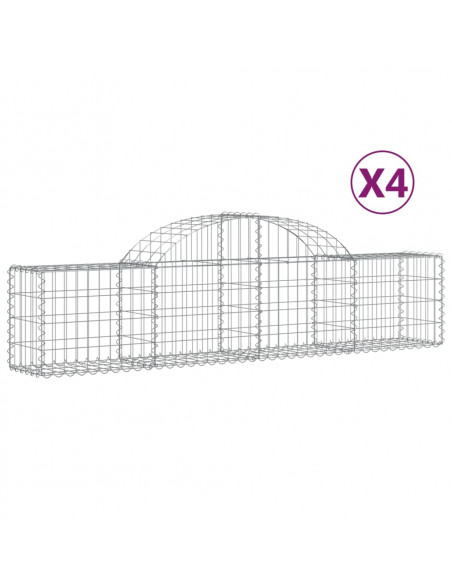 Cesti Gabbioni ad Arco 4 pz 200x30x40/60 cm Ferro Zincato