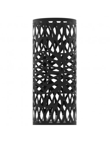 Porta Ombrelli con Motivi a Foglie in Acciaio Nero