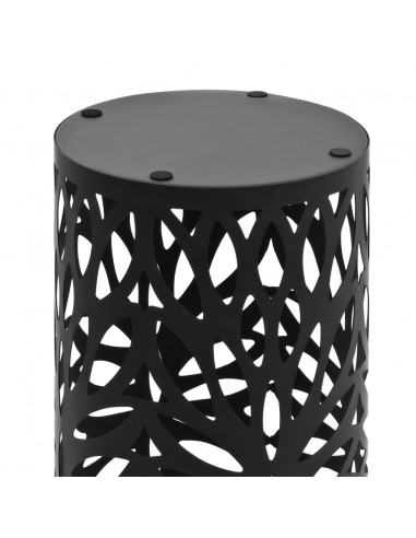 Porta Ombrelli con Motivi a Foglie in Acciaio Nero