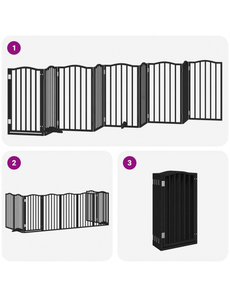 Cancello per Cani Porta Pieghevole Nero 9 Pannelli 450cm Pioppo