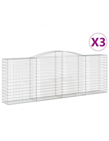Cesti Gabbioni ad Arco 3 pz 400x50x140/160 cm Ferro Zincato