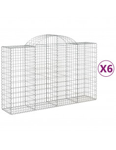 Cesti Gabbioni ad Arco 6 pz 200x50x120/140 cm Ferro Zincato 2