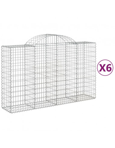 Cesti Gabbioni ad Arco 6 pz 200x50x120/140 cm Ferro Zincato