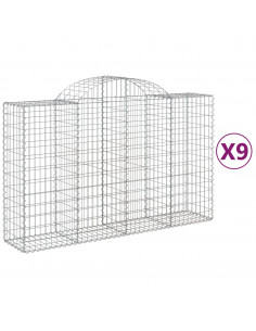 Cesti Gabbioni ad Arco 9 pz 200x50x120/140 cm Ferro Zincato 2