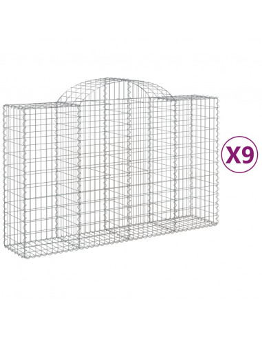 Cesti Gabbioni ad Arco 9 pz 200x50x120/140 cm Ferro Zincato