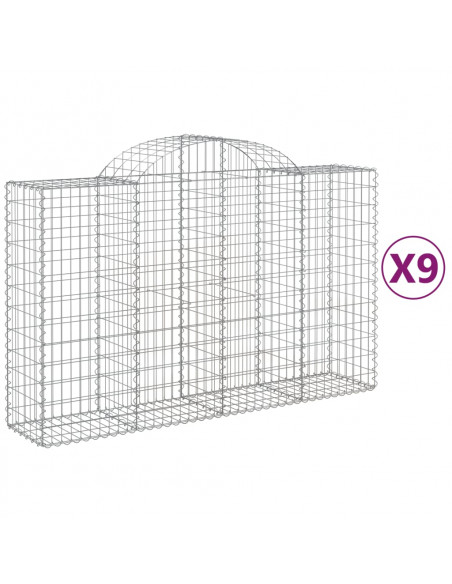 Cesti Gabbioni ad Arco 9 pz 200x50x120/140 cm Ferro Zincato