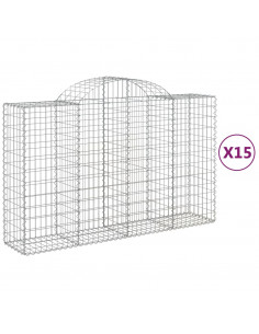 Cesti Gabbioni ad Arco 15 pz 200x50x120/140 cm Ferro Zincato 2