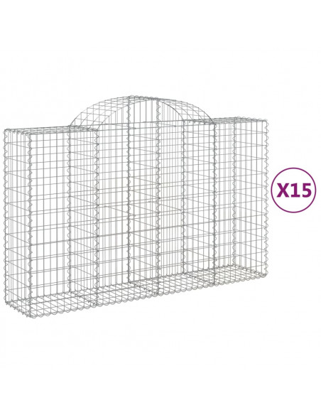 Cesti Gabbioni ad Arco 15 pz 200x50x120/140 cm Ferro Zincato
