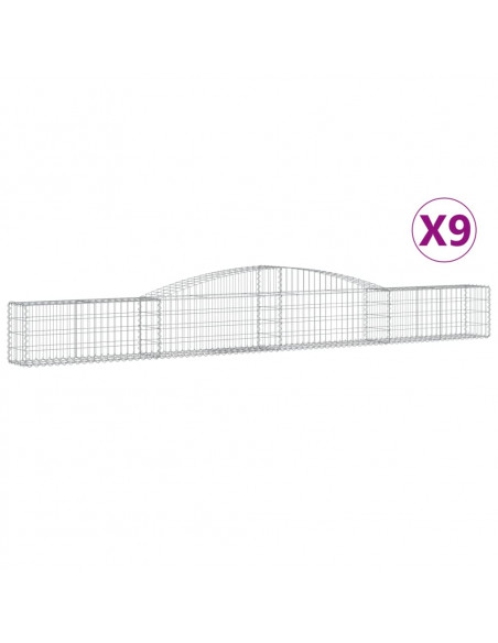 Cesti Gabbioni ad Arco 9 pz 400x30x40/60 cm Ferro Zincato