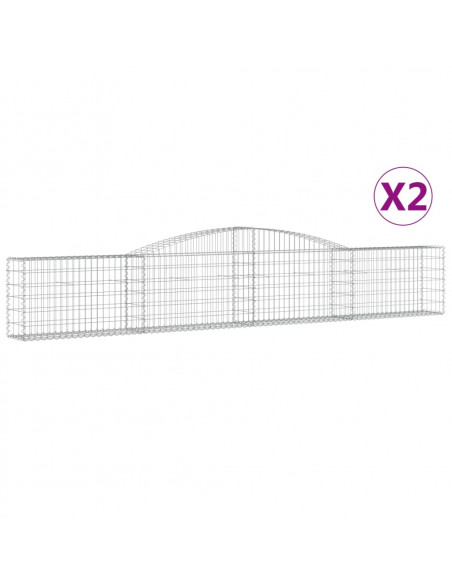 Cesti Gabbioni ad Arco 2 pz 400x30x60/80 cm Ferro Zincato
