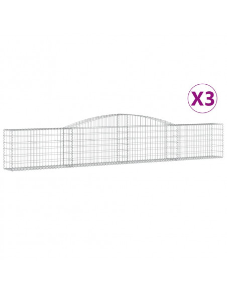Cesti Gabbioni ad Arco 3 pz 400x30x60/80 cm Ferro Zincato