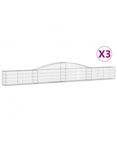 Cesti Gabbioni ad Arco 3 pz 400x30x40/60 cm Ferro Zincato
