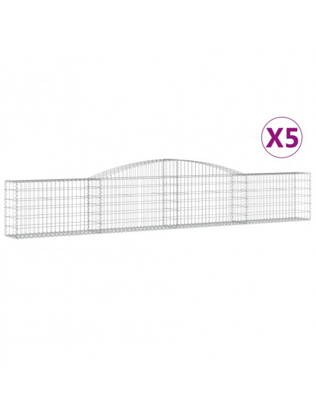 Cesti Gabbioni ad Arco 5 pz 400x30x60/80 cm Ferro Zincato