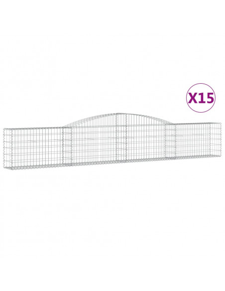 Cesti Gabbioni ad Arco 15 pz 400x30x60/80 cm Ferro Zincato