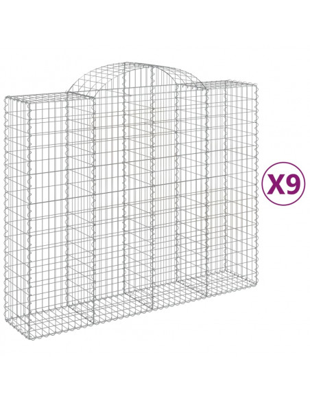 Cesti Gabbioni ad Arco 9 pz 200x50x160/180 cm Ferro Zincato