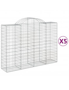 Cesti Gabbioni ad Arco 5 pz 200x50x140/160 cm Ferro Zincato 2