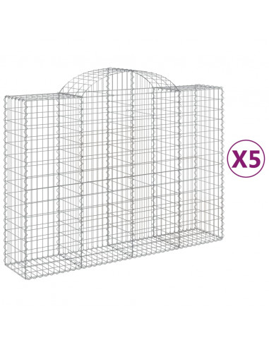 Cesti Gabbioni ad Arco 5 pz 200x50x140/160 cm Ferro Zincato