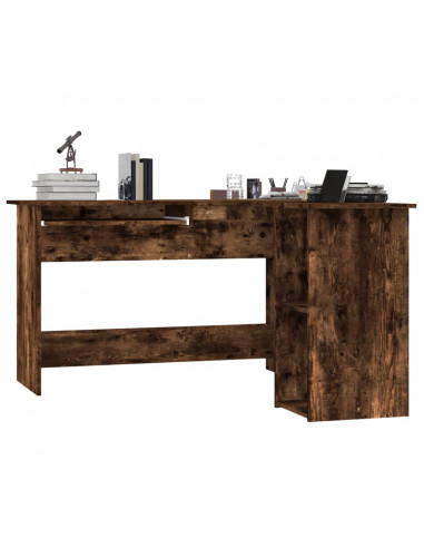 Scrivania Angolare Rovere Fumo 120x140x75 cm Legno Multistrato