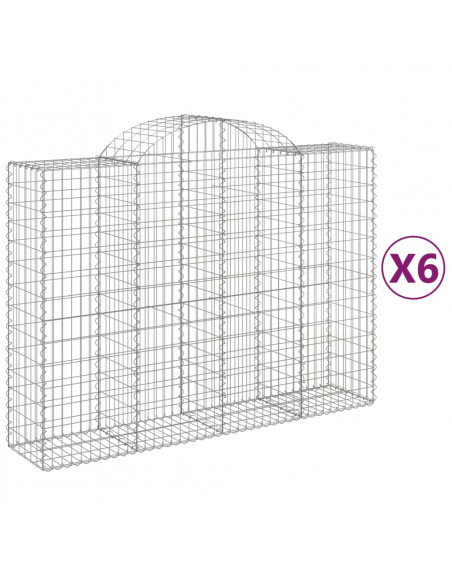 Cesti Gabbioni ad Arco 6 pz 200x50x140/160 cm Ferro Zincato