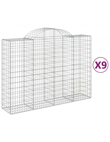 Cesti Gabbioni ad Arco 9 pz 200x50x140/160 cm Ferro Zincato