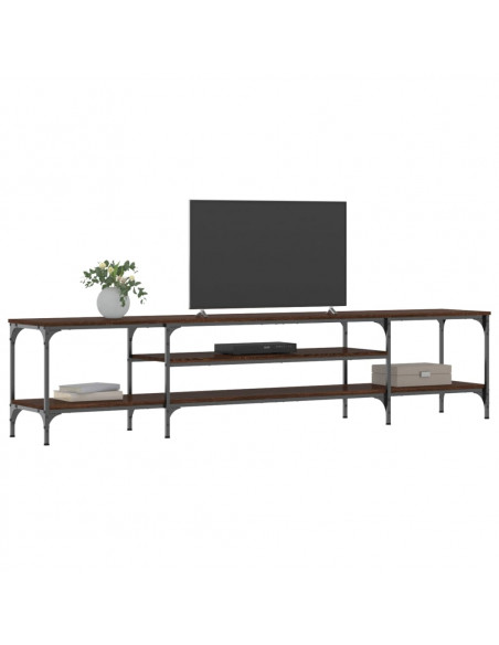 Mobile TV Rovere Marrone 201x35x45 cm Legno Multistrato e Ferro