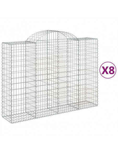 Cesti Gabbioni ad Arco 8 pz 200x50x140/160 cm Ferro Zincato